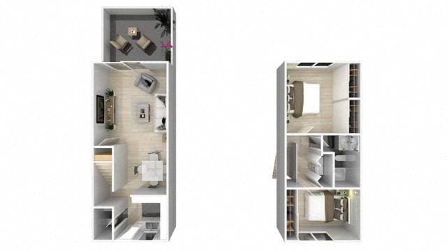 Two Bedroom One and a Half Bath 216D floor plan