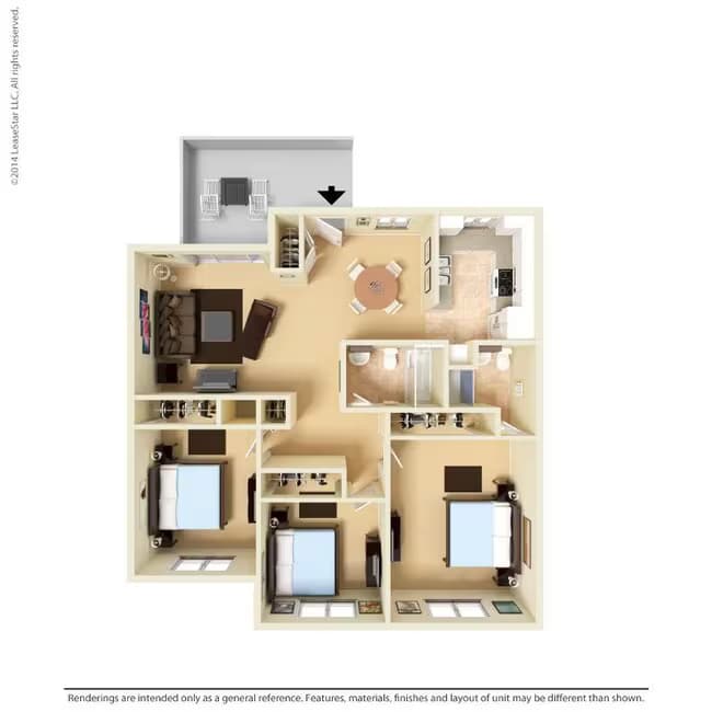 Medium 3 Bed 1.75 Bath 153 floor plan