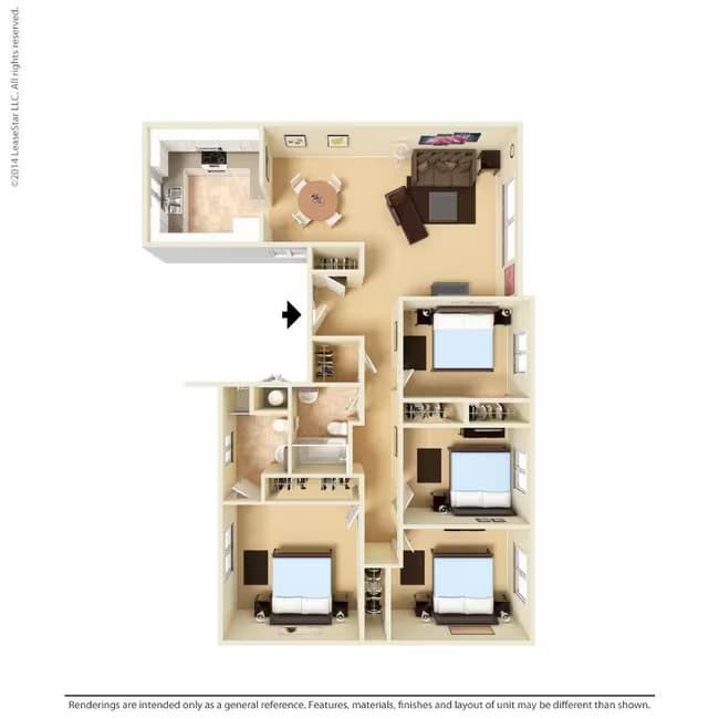 Small 4 Bed 1.75 Bath Bungalow 149 floor plan