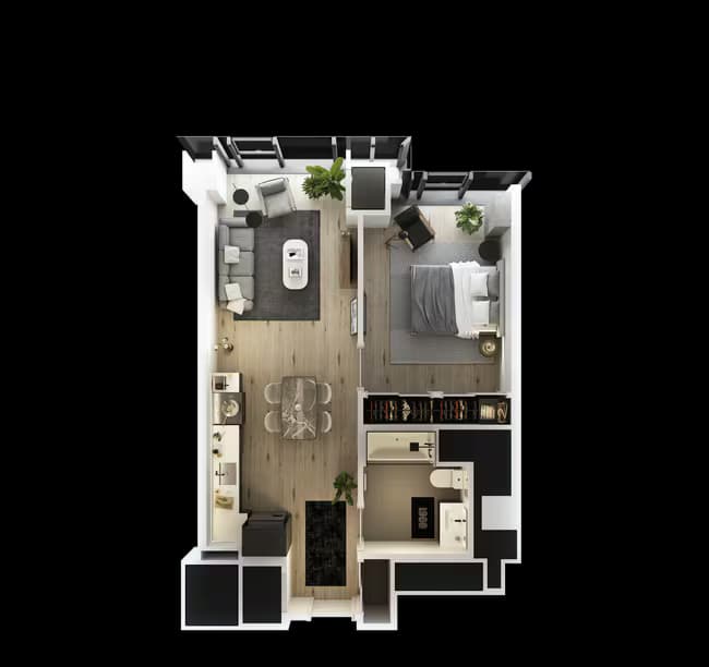 1 Bed-1 Bath-LT-10 2404 floor plan