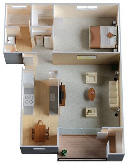 One Bedroom One Bath 092 floor plan