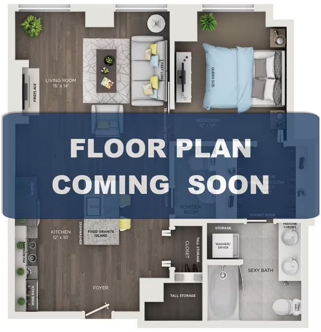 1 Bed 1 Bath floor plan