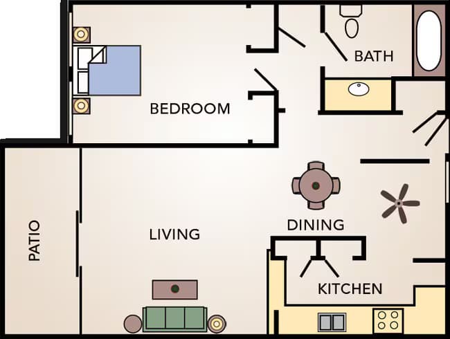 1 BR, 1 BA 95 floor plan