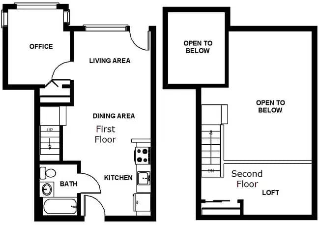 One Bedroom with Loft 444 floor plan