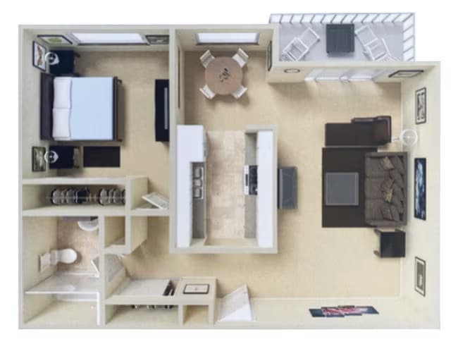 1 Bed 1 Bath D08 floor plan