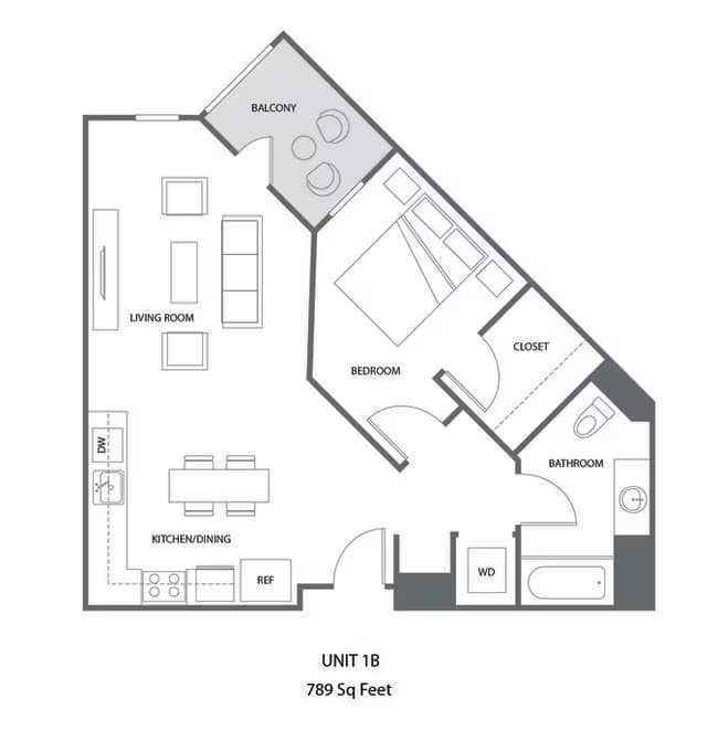 ONE BEDROOM B 324 floor plan
