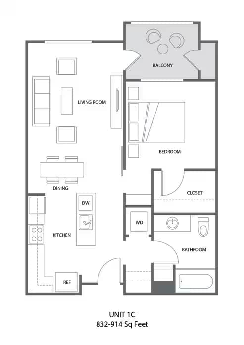 ONE BEDROOM C 241 floor plan