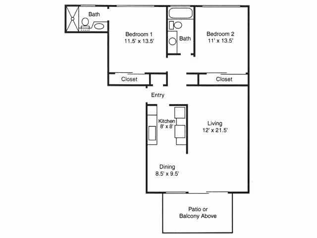 2 BED 2 BATH 061 floor plan
