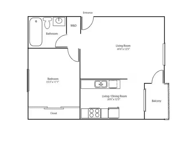 1 x1 A floor plan