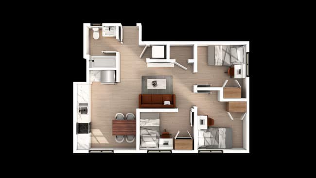 Single Room in 3 Bed x 1 Bath Private-Premium floor plan