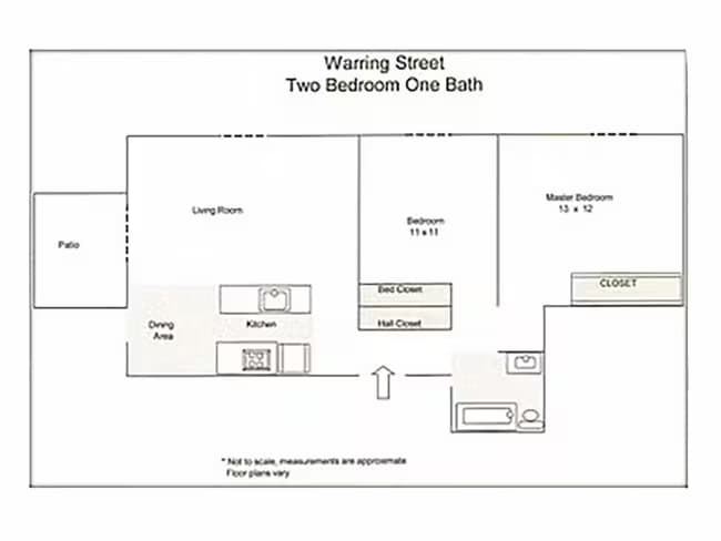 2 Bedroom 1 Bath floor plan