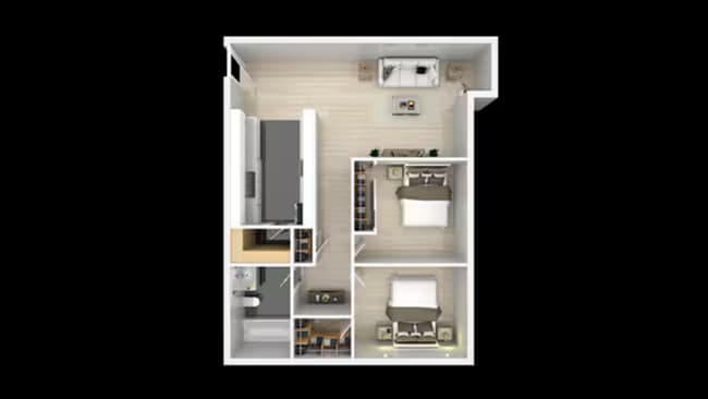 Two bedroom One bath 3091 floor plan