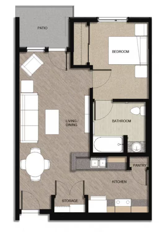 1 Bedroom Type A 2200-605 floor plan