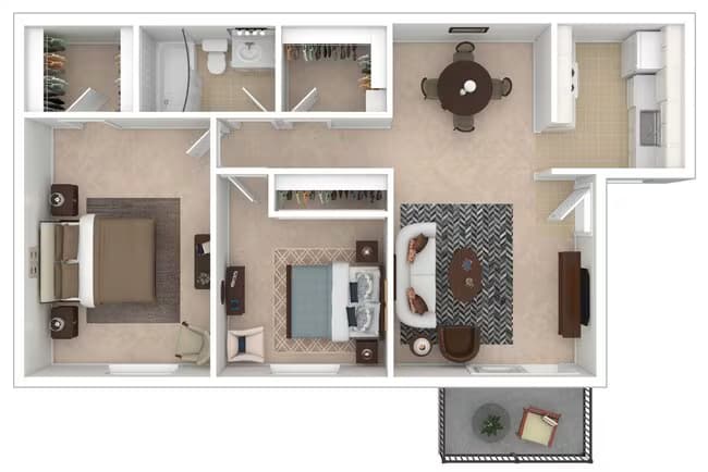 2 Bedroom/ 1 Bath floor plan