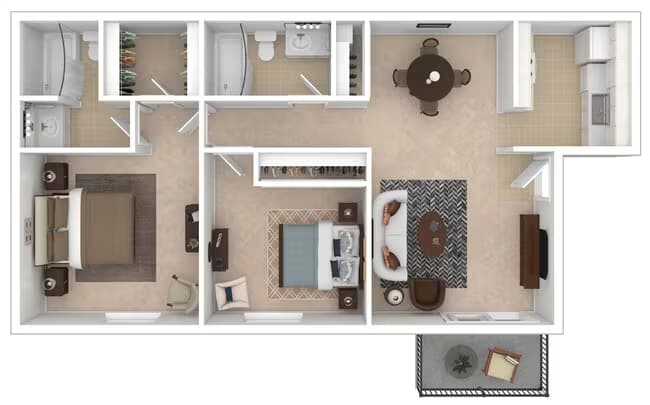 2 Bedroom/ 2 Bath floor plan