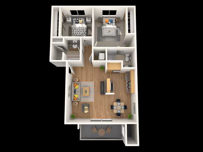 2 Bedroom, 2 Bathroom 066 floor plan