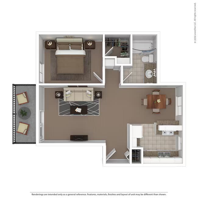 Medium 1 Bed 1 Bath Cozy 142 floor plan