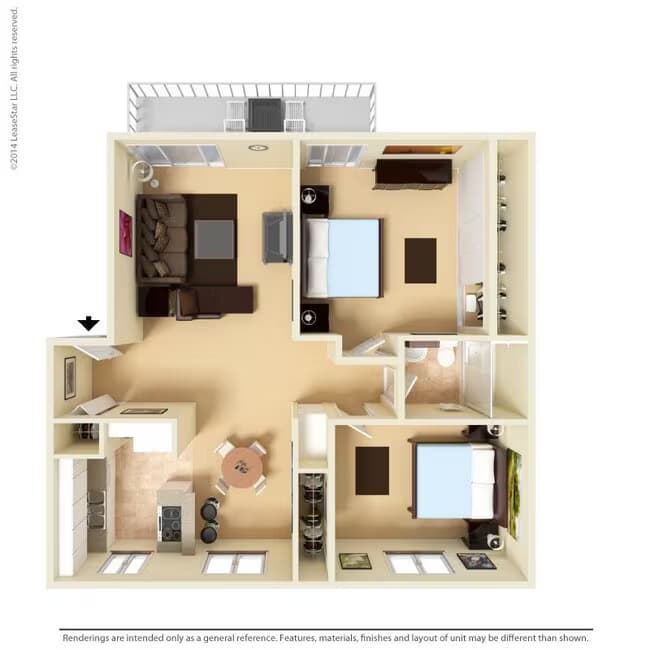 Medium 2 Bed 1 Bath Cozy 230 floor plan