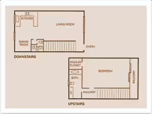 1x1.5 TH W/DEN floor plan