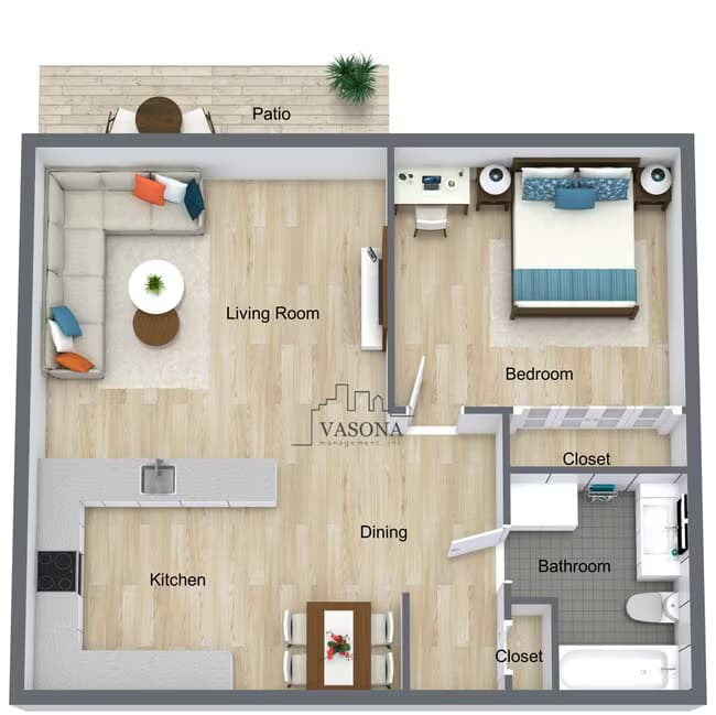 1 Bedroom 77-140 floor plan