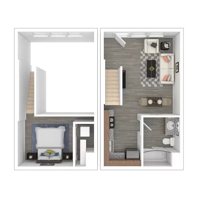 One Bedroom Loft 1305 floor plan