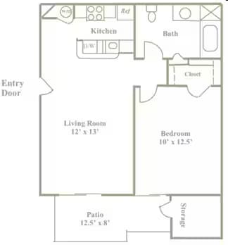 Junior 1 Bedroom floor plan