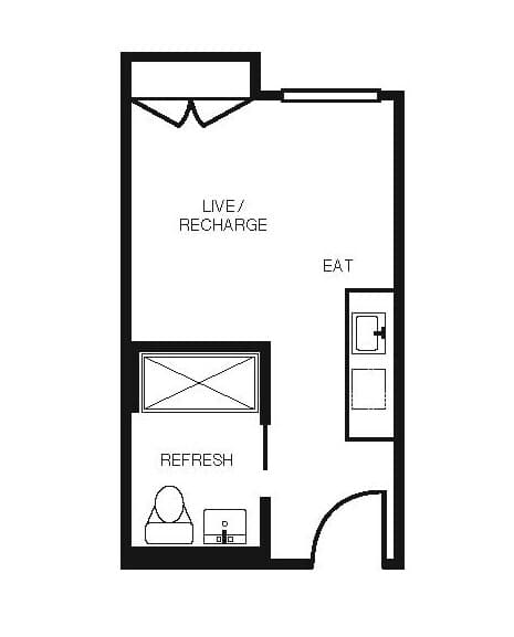 Studio E & F 513 floor plan