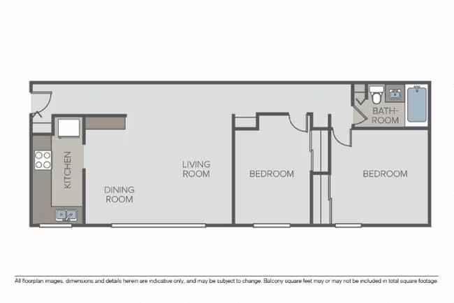 2 Bed / 1 Bath Flat 020118E floor plan