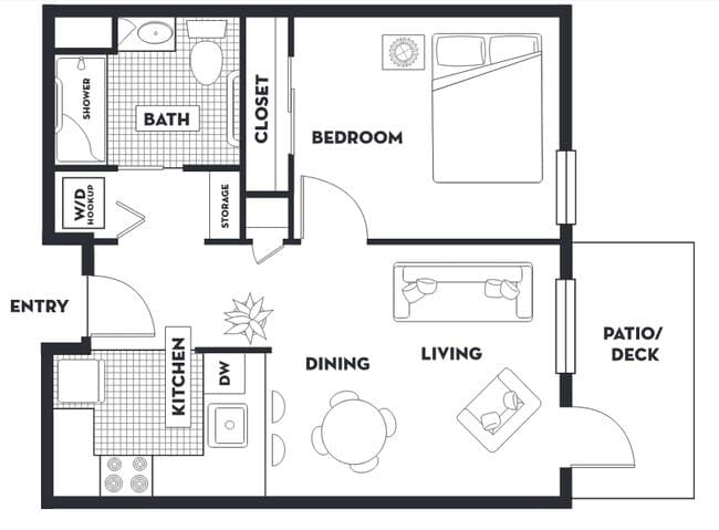 Deluxe 1B/1B floor plan