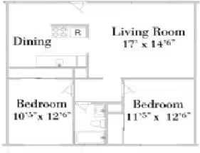 2 Bedrooms 2BD-Downstair floor plan