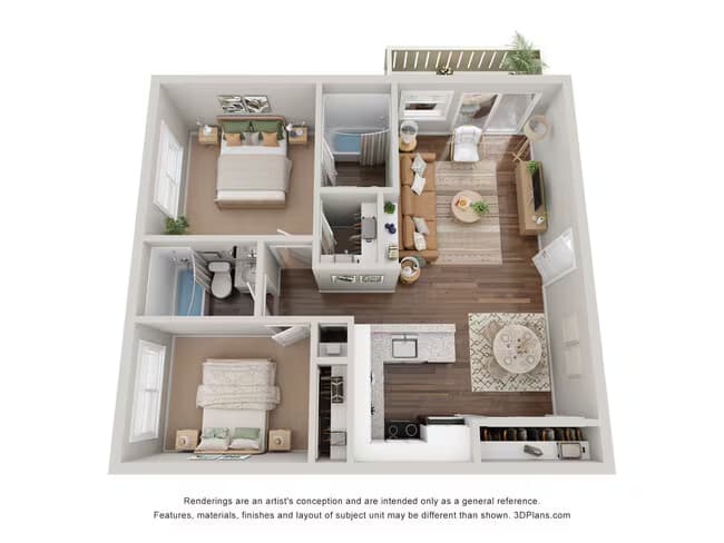 2 Bed 2 Bath 117 floor plan