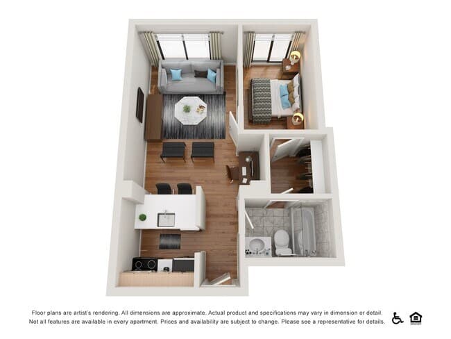 1 Bedroom 1 Bath A floor plan