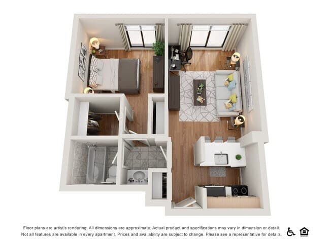 1 Bedroom 1 Bathroom B floor plan