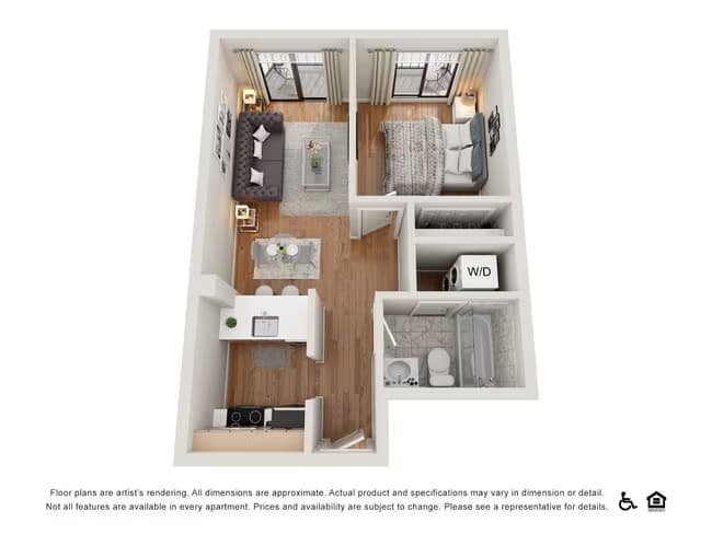 1 Bedroom Renovated floor plan