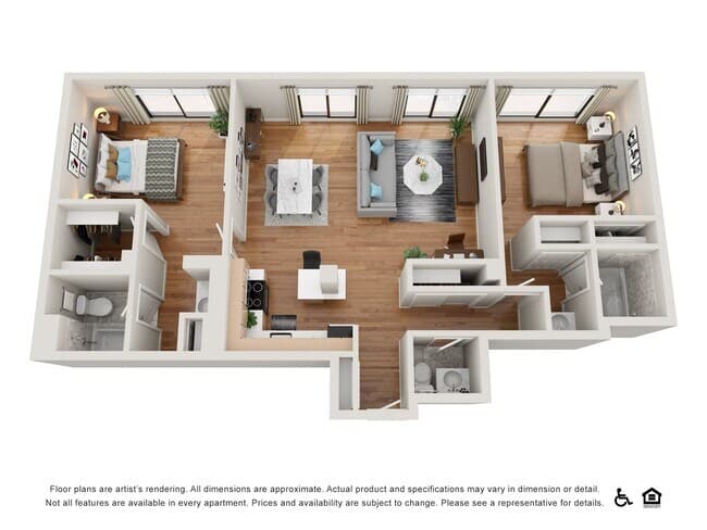 2 Bedroom 2.5 Bath B floor plan