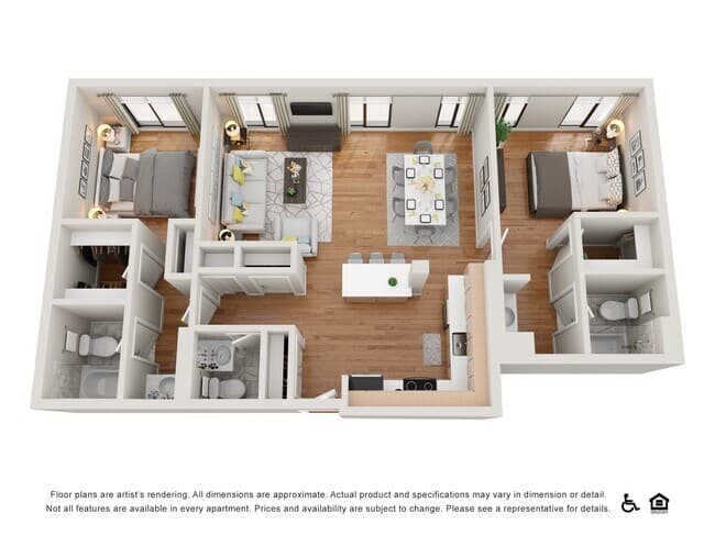 2 Bedroom 2.5 Bath C floor plan
