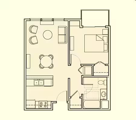 One Bedroom 2225 floor plan