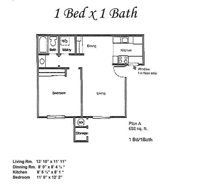 1 bed/1 bath 1670 floor plan