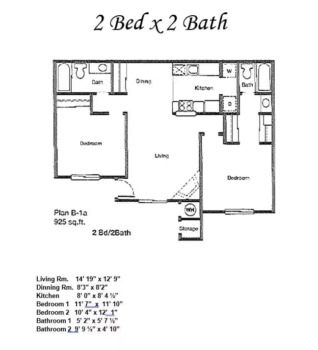 2 bed/ 2 bath 1470 floor plan