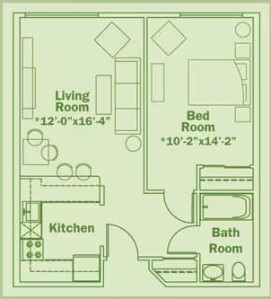 One Bedroom 326 floor plan