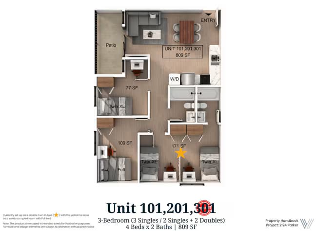 4 Bedroom | 2 Bath Entire floor plan