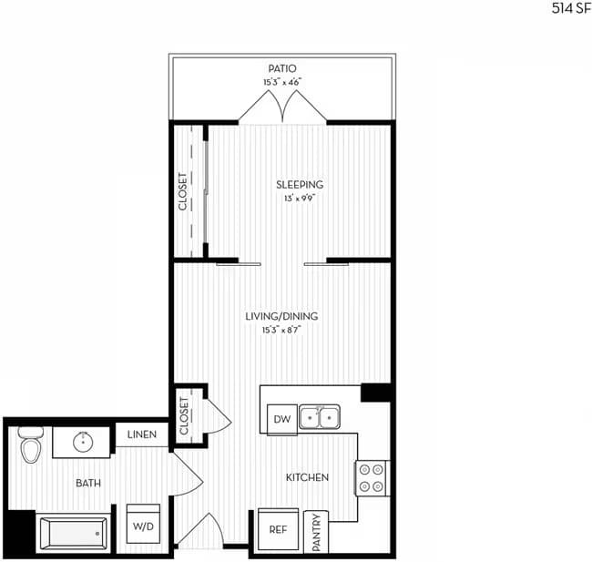Revela Floorplan Studio 0-1A 1303 floor plan