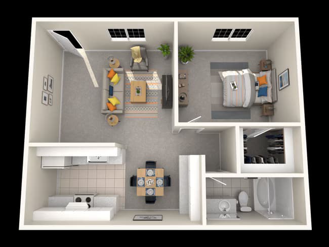 One Bedroom 265 floor plan