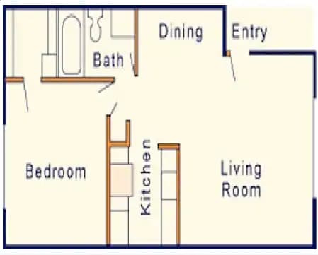 1 BR, 1 BA 060 floor plan