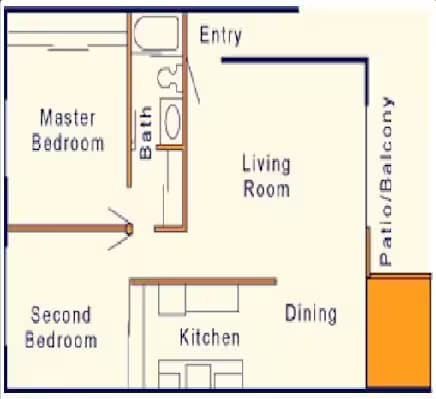 2 BR, 1 BA 123 floor plan