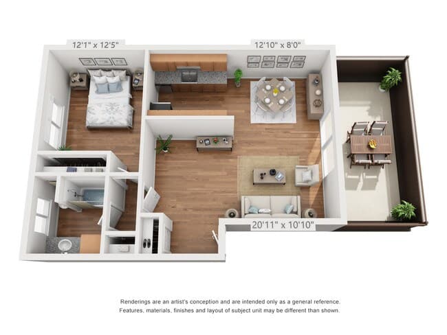 1x1 floor plan