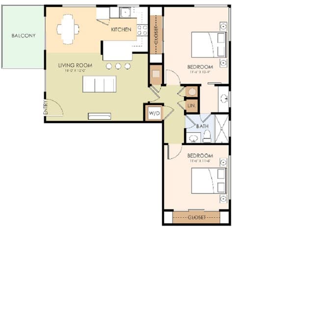 Two Bedroom One Bath floor plan