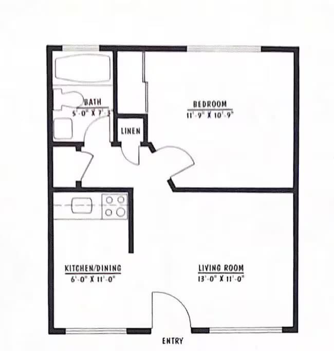 1 Bed 1 Bath 03 floor plan