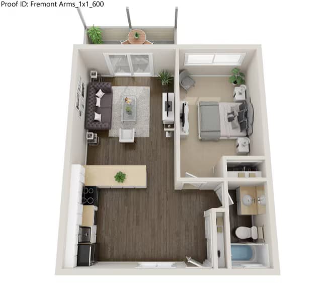 1 Bed 1 Bath Upgraded 29 floor plan