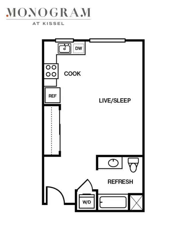 Studio 1-308 floor plan